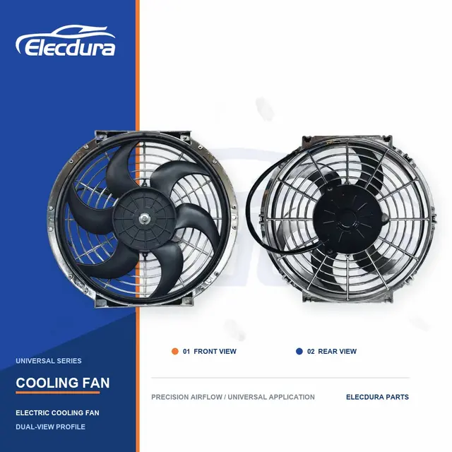 Universeel Radiateurkoelventilator 10 inch verchroomd gebogen mes 80W groothandel