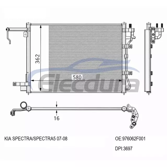 976062F001 Kia Spectra 2007-2009 Конденсатор кондиционера