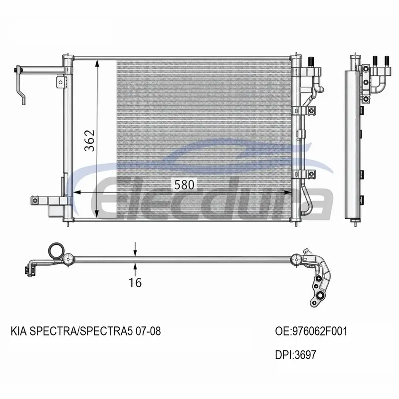 976062F001 Kia Spectra 2007-2009 Condensador de A/C