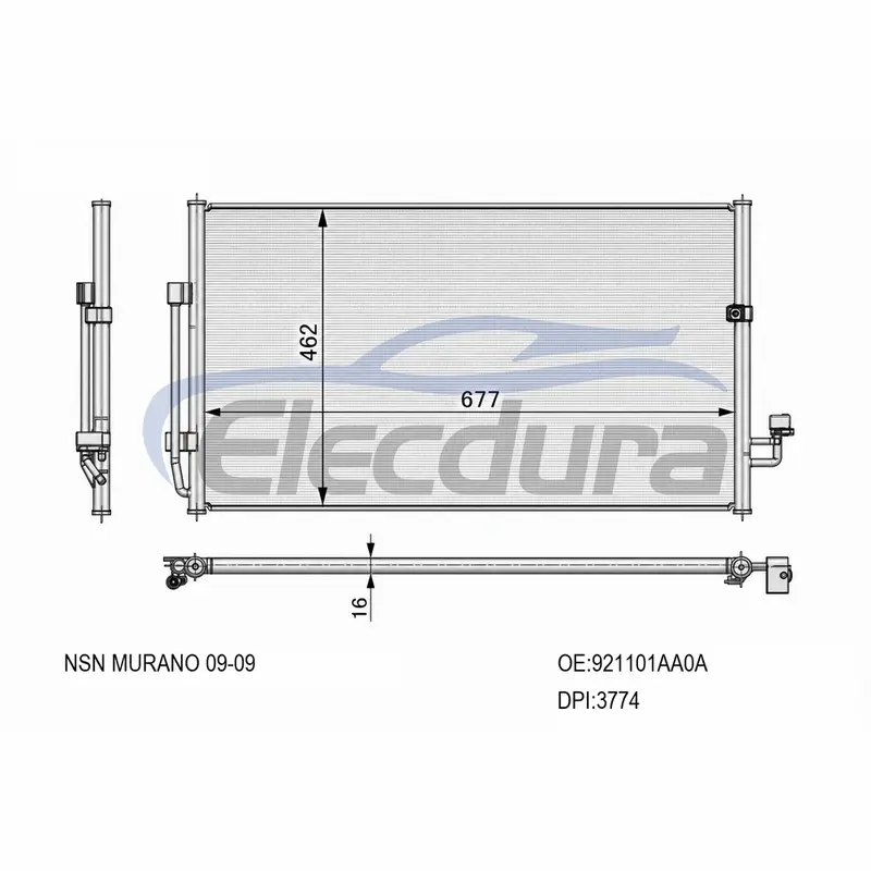 921101AA0A Nissan Murano 2009+ Condensatore A/C Nucleo da 16 mm