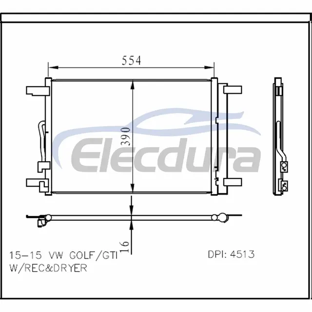 5Q0816411AB Volkswagen Golf 2015-2021 Condenseur de climatisation noyau 16 mm