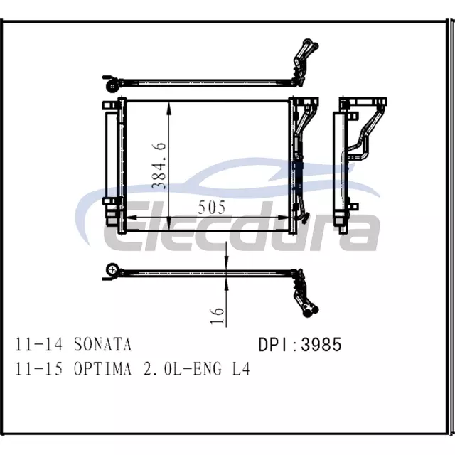 976063Q000 Hyundai Sonata 2011-2014 Zesp&oacute;ł skraplacza klimatyzacji rdzeń 16 mm