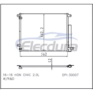 80100TBAA01 Honda Civic 2016+ A/C Condenser Assembly 12mm Core