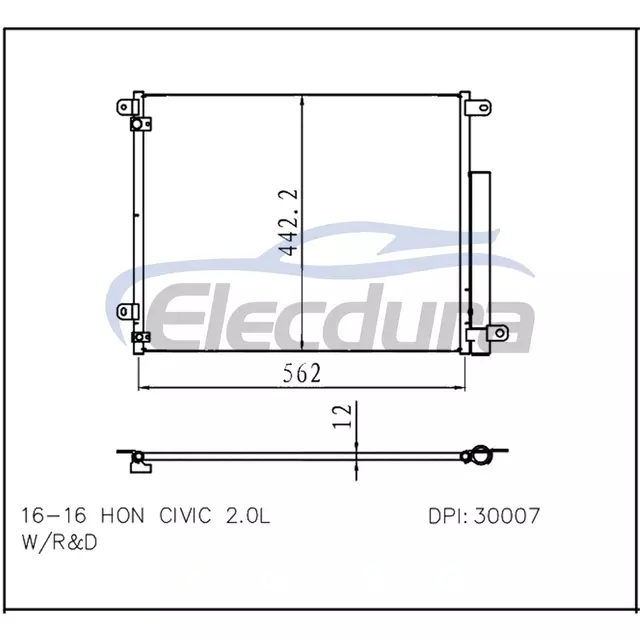 80100TBAA01 Honda Civic 2016+ A/C-kondensatorsamling 12 mm kerne