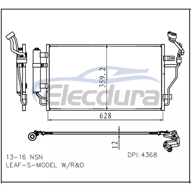 921003NF0A Condensatore A/C Nissan Leaf-S-Model 2013-2016