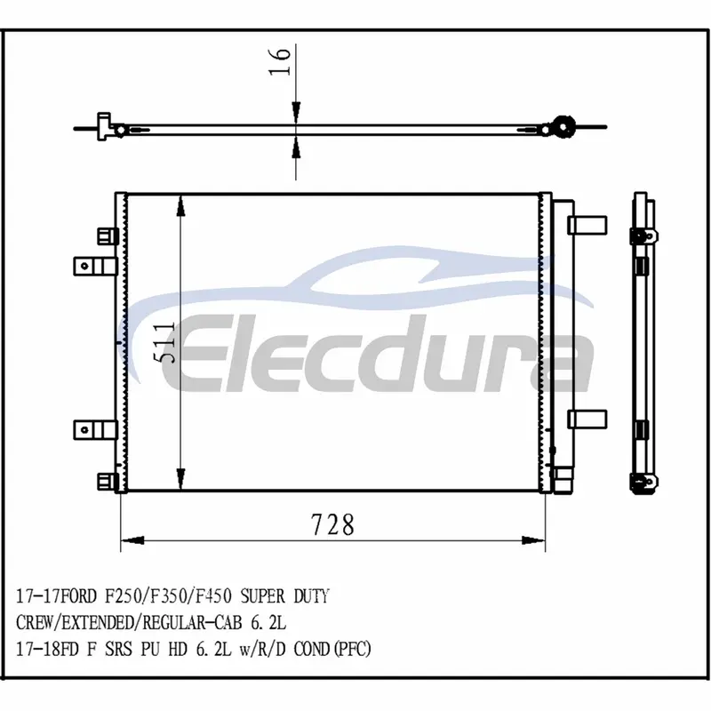 HC3Z19712C Ford Fd F250 2017+ Condensator A/C Ansamblu