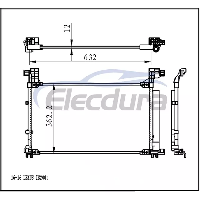 8846053140 Lexus Lex Is200t -Turbo 2016-2018 2.0LA/C Condensador 12mm N&uacute;cleo