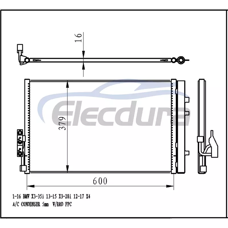 64539216143 BMW X3 F25 2011-2018 A/C kondenz&aacute;tor