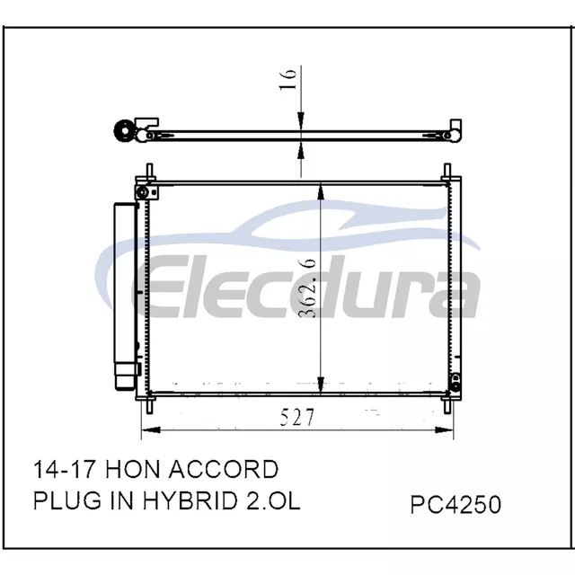 80110T3VA01 Honda Accord Plug In Hybrid 2 Ol 2014-2017 HYBRID A/C Kondensator 16mm Kern