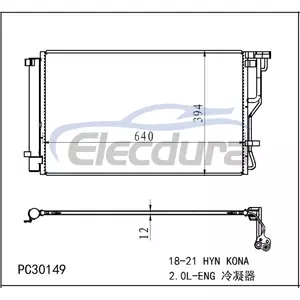 97606J9220 Hyundai Hyn Kona 2018–2021 2.0LA/C Kondensatorbaugruppe, 12 mm Kern