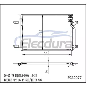 5CO820411K Volkswagen Kever 2016-2017 Airco Condensor 16mm Kern