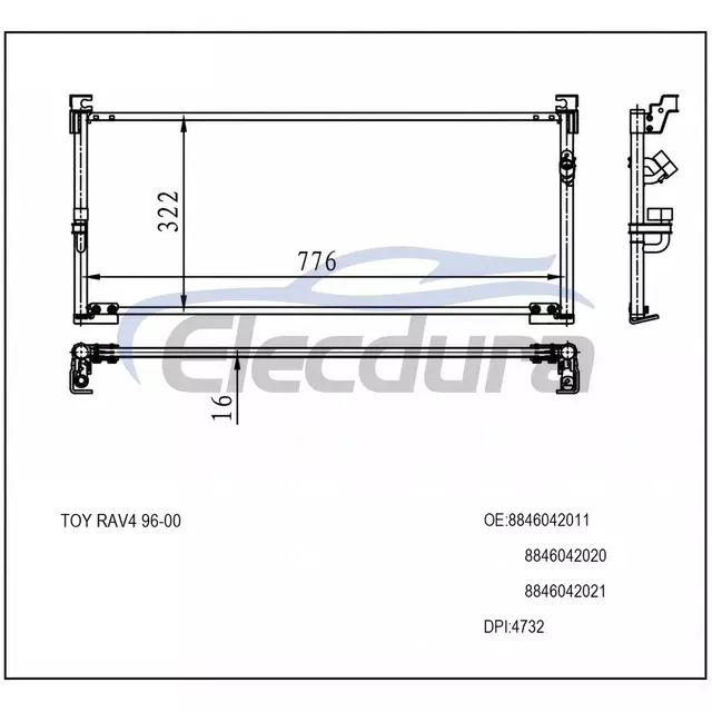 8846042011 Toyota Rav4 1996-2000 A/C 콘덴서