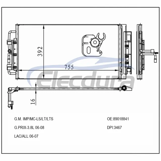 89018841 conjunto do condensador 3.8LA/C do GM Imp 2006-2008
