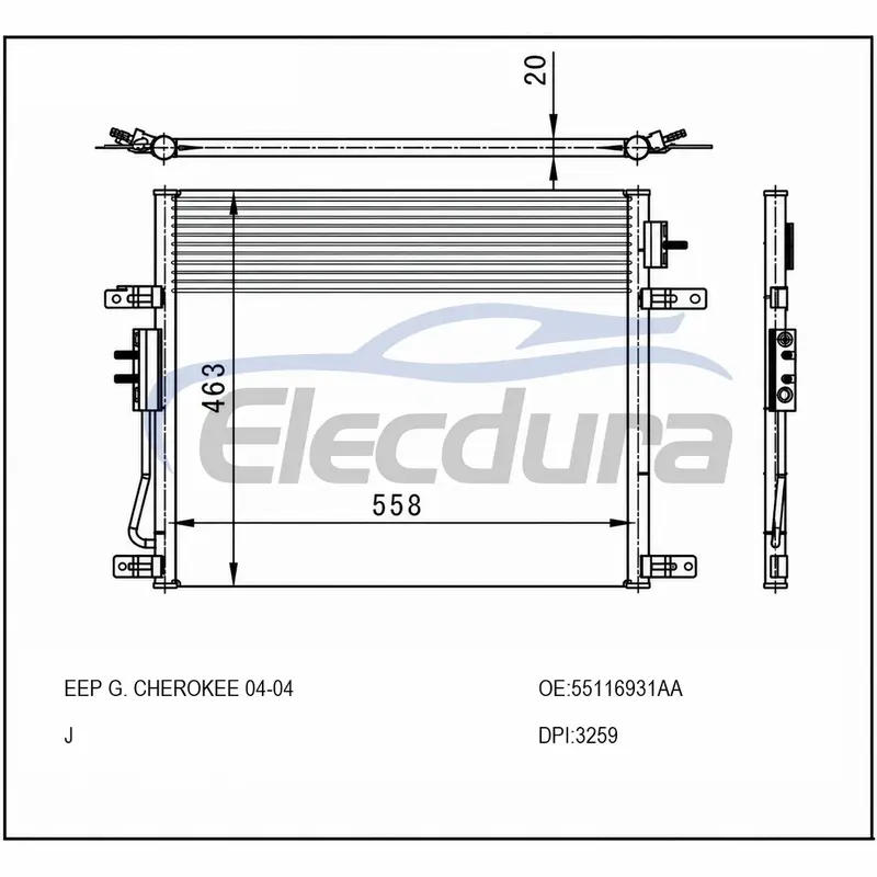 55116931AA Jeep Grand Cherokee 2004 A/C kondenseri