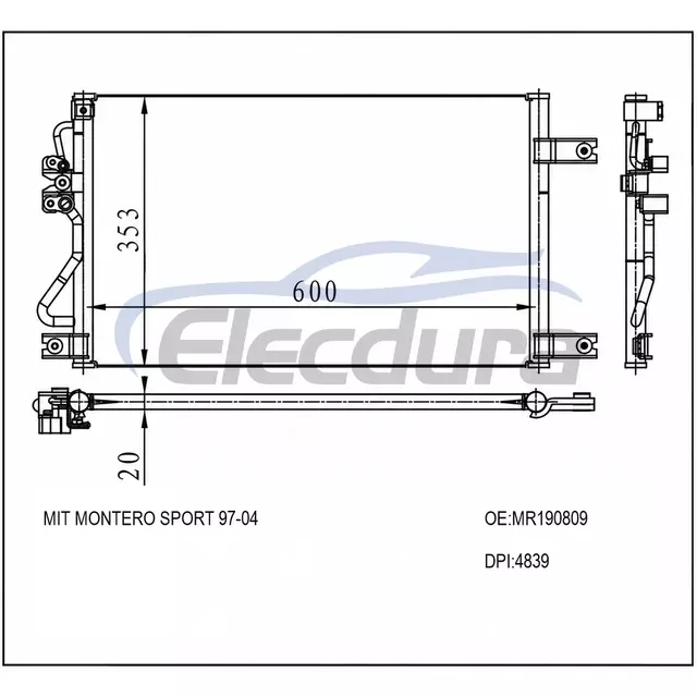 MR190809 Mitsubishi Montero Sport 1997-2004 A/C kondensator