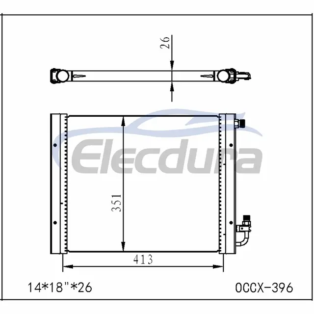 Universal A/C-kondensator 14' &times; 18' tommer med 26 mm kerne
