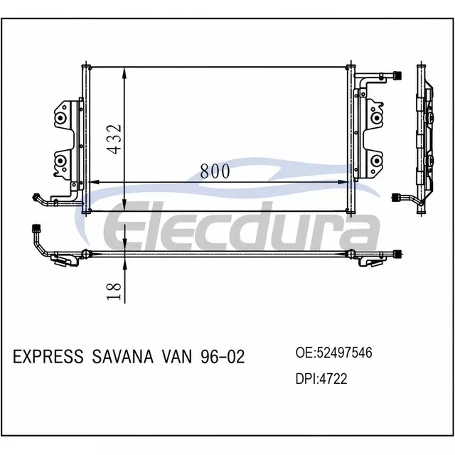 52497546 Chevrolet Express Savana Van 1996-2002 คอนเดนเซอร์เครื่องปรับอากาศ