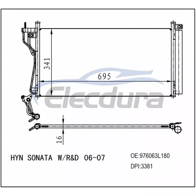 97606-3L180 Ensemble de condensateur de climatisation Hyundai Sonata 2006-2010