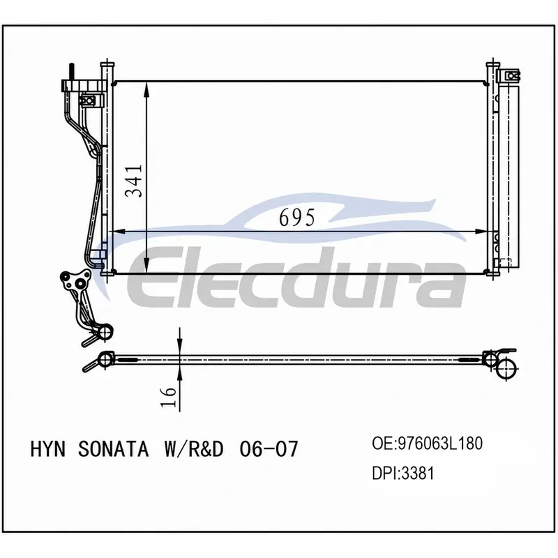 97606-3L180 Hyundai Sonata 2006-2010 Конденсер A/C в зборі