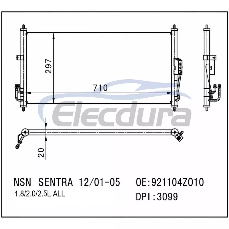 921104Z010 Nissan Sentra 1 8 2002-2006 2.5LA/C Конденсатор в сборе