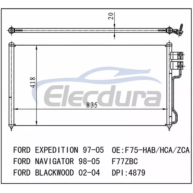 EU2Z19712B Ford Expedition 1997-2005 Kondensor A/C Inti 16mm
