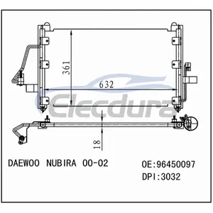 1020259 Daewoo Nubira 2000-2001 Condensador de A/C