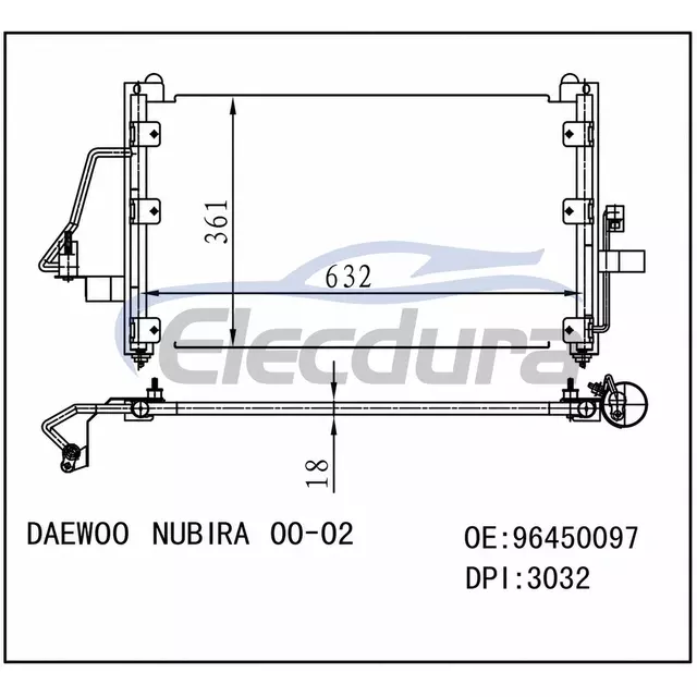1020259 Condensador de A/C Daewoo Nubira 2000-2001