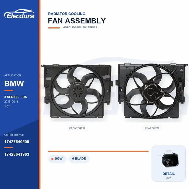 Conjunto del ventilador de refrigeraci&oacute;n del radiador para BMW F35 400W 17427640509 Suministro a granel