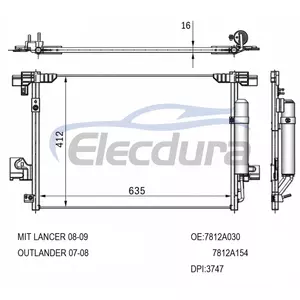 7812A030 Mitsubishi Lancer 2007-2017 Kondensor A/C Inti 16mm