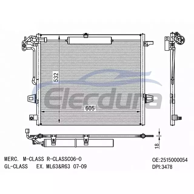 2515000054 Mercedes-Benz Gl320 2007-2009 A/C kondenz&aacute;tor