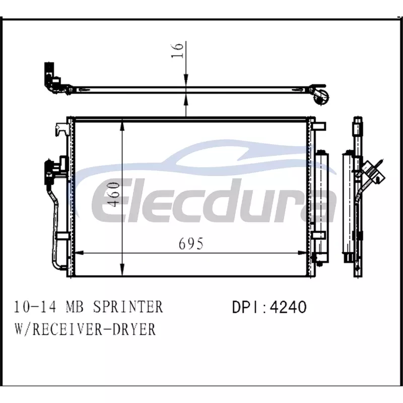 9065000054 Mercedes-Benz Sprinter 2010-2014 A/C Condenser 16mm Core