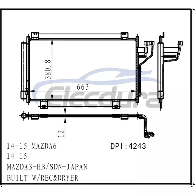GHR161480 Mazda Mazda6 2014-2015 ชุดคอนเดนเซอร์เครื่องปรับอากาศ