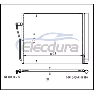 391 491 BMW 7 Series F01/F02/F03/F04 2009-2015 Kondensor A/C Tinggi Sirip 8mm