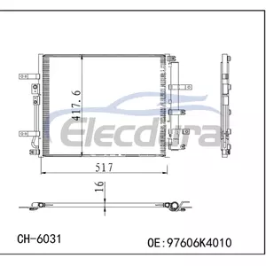 97606K4010 Hyundai Kona Electric 2019–2023 Elektrischer A/C-Kondensator, 16 mm Kern