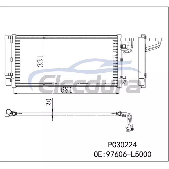 97606-L5000 Hyundai Sonata 2020-2023 3.0l Condensador A/C