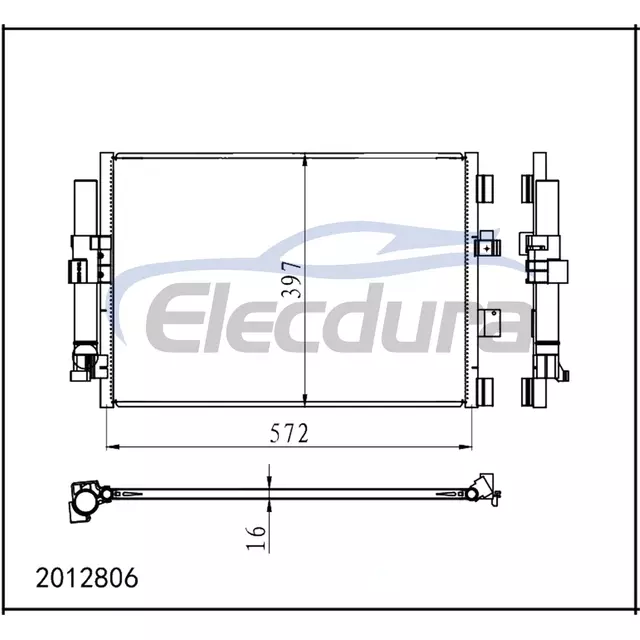 2012806 Ford C-Max II 2010-2019 คอนเดนเซอร์เครื่องปรับอากาศแกน 16 มม.