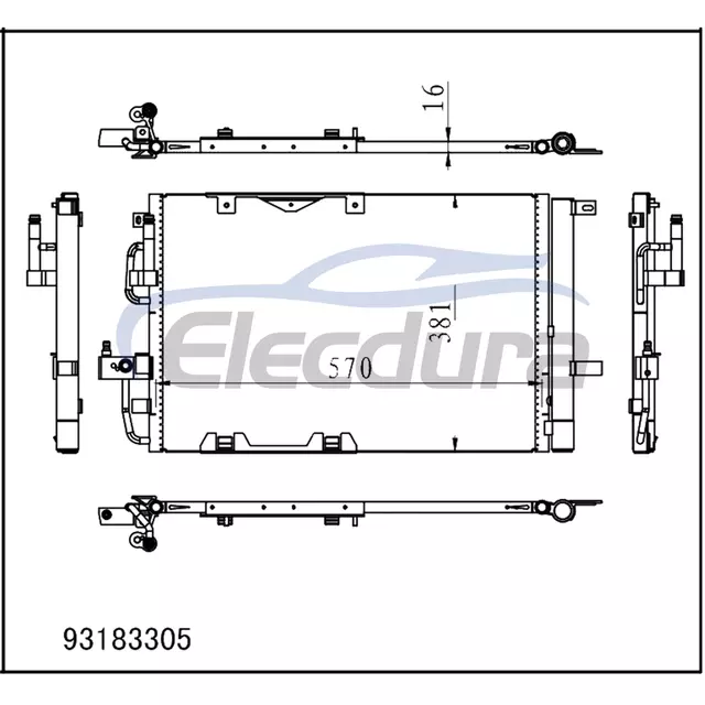 93183305 Opel Astra 2002-2011 kl&iacute;ma kondenz&aacute;tor 16mm mag