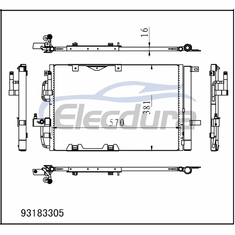 93183305 Opel Astra 2002-2011 A/C 콘덴서 16mm 코어