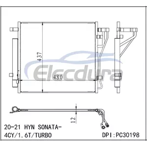 97606L0000 Hyundai Hyn Sonata 2020-2021 1.6TA/C kondenz&aacute;tor szerelv&eacute;ny