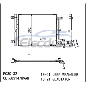 68314789AB Jeep Gladiator 2020-2023 Condensador de aire acondicionado