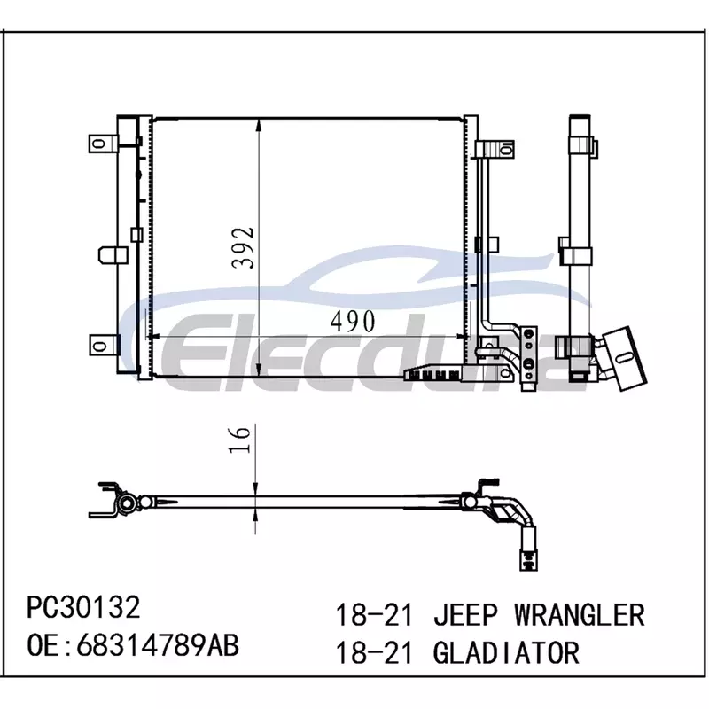 68314789AB Jeep Gladiator 2020-2023 Skraplacz klimatyzacji
