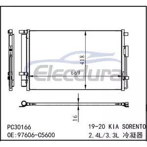 97606C5600 Kia Sorento 2019-2020 airco condensor 16 mm kern