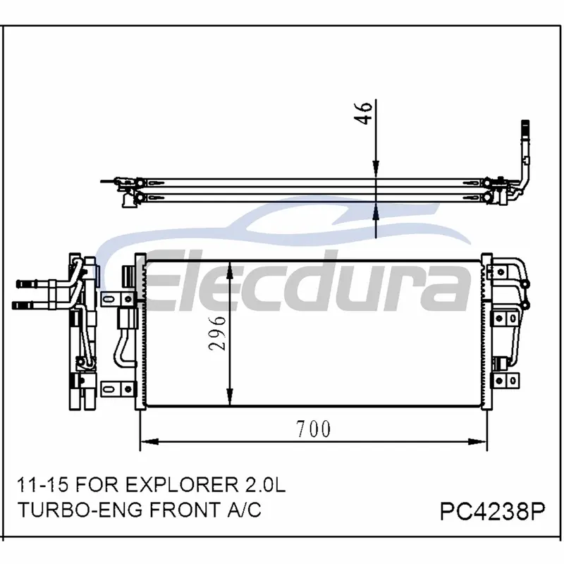 BB5Z19712B Ford Explorer 2011-2015 2.0L A/C kondenz&aacute;tor &Ouml;sszeszerel&eacute;s