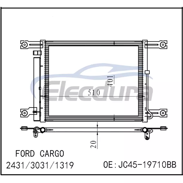JC45-19710BB Ford Cargo 2431 2018+ Condenseur de climatisation