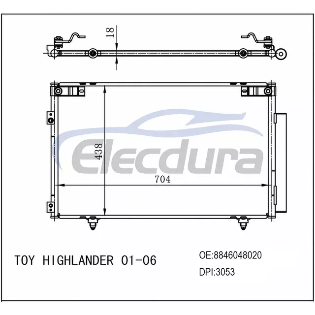 8846048020 Toyota Highlander 2001-2006 Конденсатор кондиционера в сборе