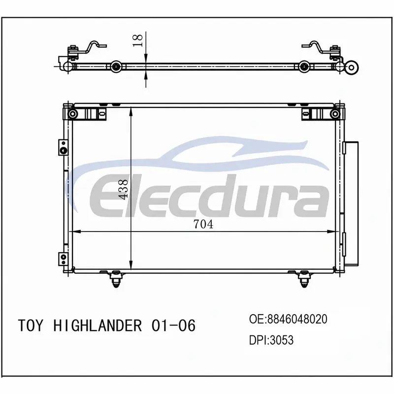 8846048020 Toyota Highlander 2001-2006 Skraplacz A/C Montaż