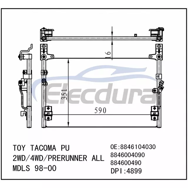 8846052040 Toyota Echo 2000-2002 Конденсатор кондиционера