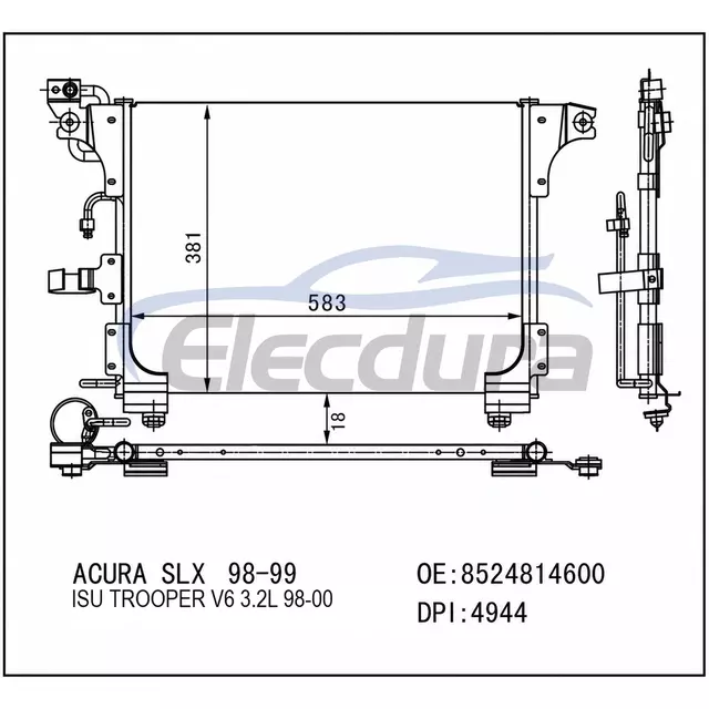8524814600 Honda Acu Slx 1998-1999 Kondensor A/C Inti 18mm
