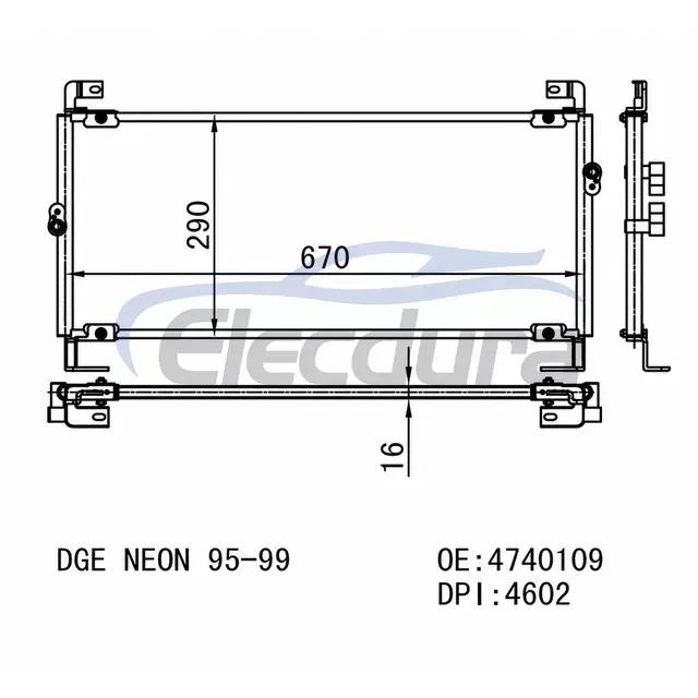 4740109 Dodge Neon 1995-1999 Condensador de aire acondicionado