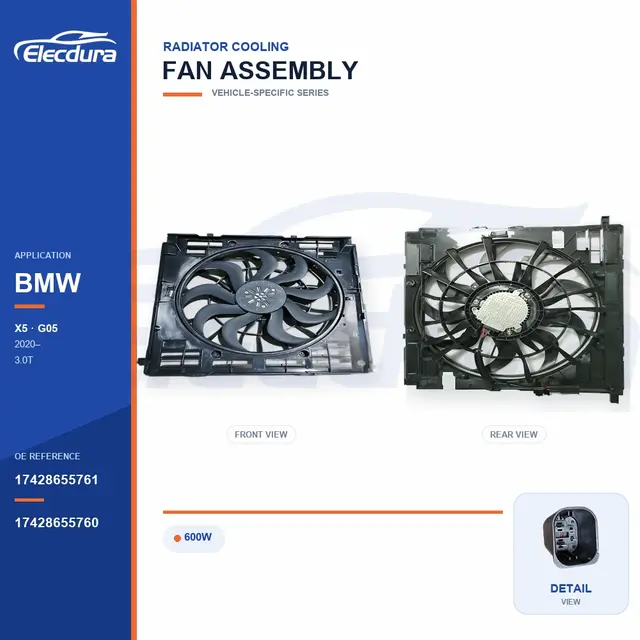 Ensemble ventilateur de refroidissement de radiateur pour BMW G05 600 W 17428655761 Alimentation en vrac